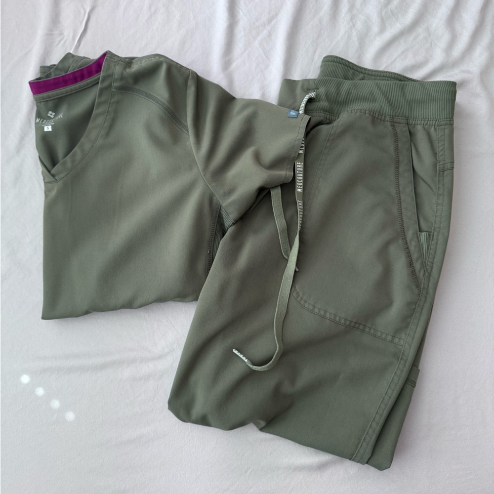 Med couture scrubs in olive green